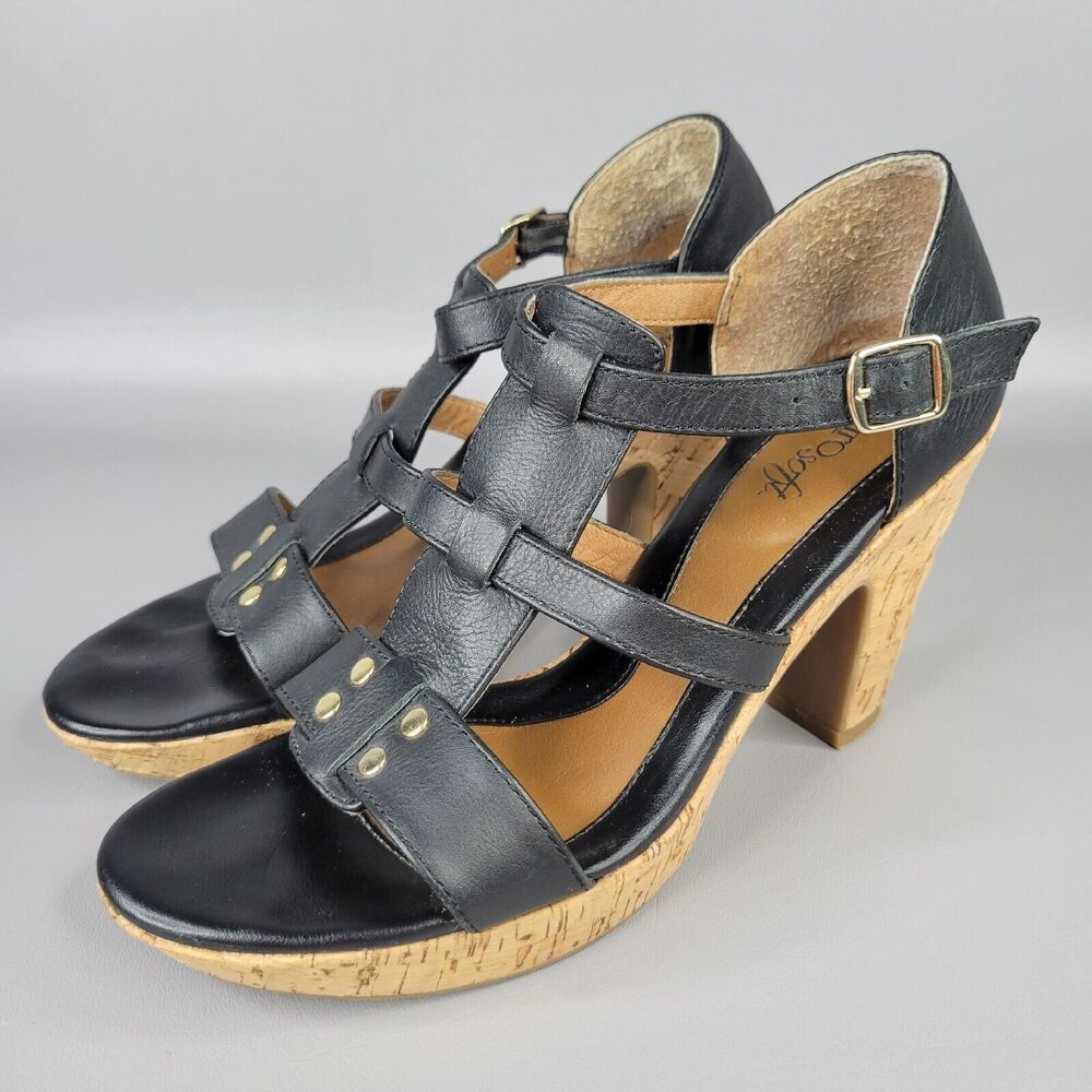 Euro Soft by Sofft Womens Heeled Sandal Gladiator Studded Leather Black Size 8.5